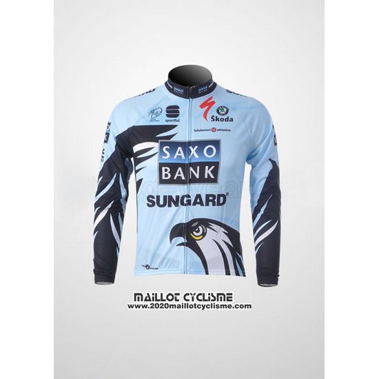 2011 Maillot Ciclismo Saxo Bank Bleu Clair Manches Longues et Cuissard